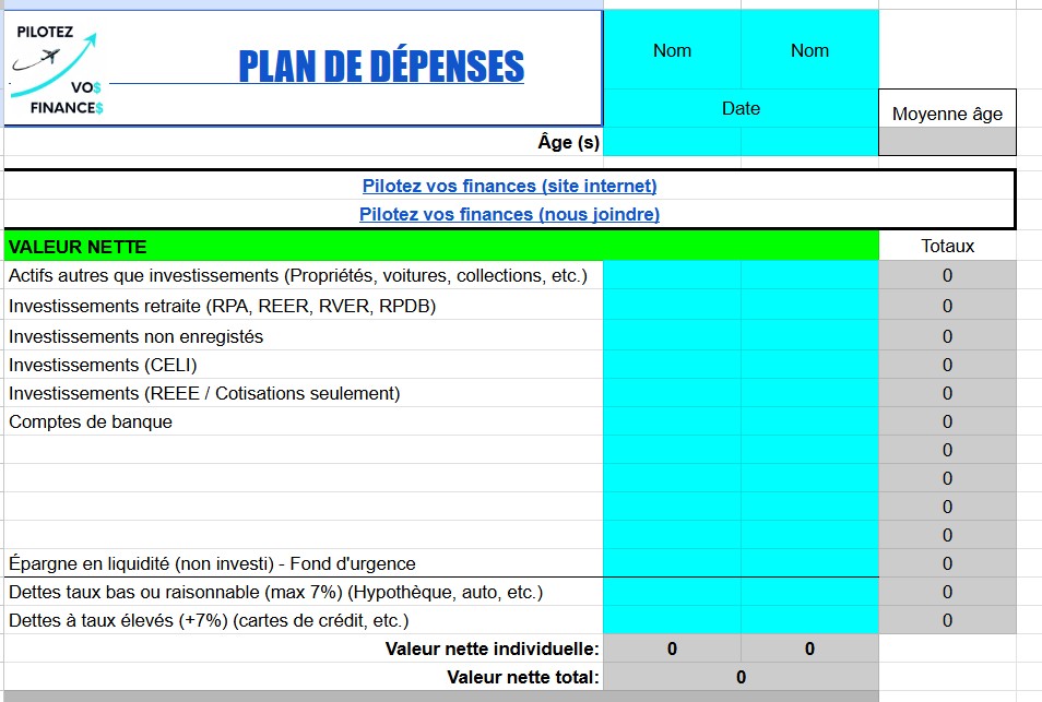 image plan de dépense